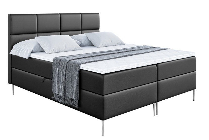 Łóżko kontynentalne z pojemnikiem, materacem i nóżkami ARDENI-FS 140x200 cm 613054