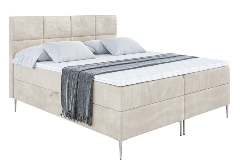 Łóżko kontynentalne z pojemnikiem, materacem i nóżkami ARDENI-FS 140x200 cm 614419