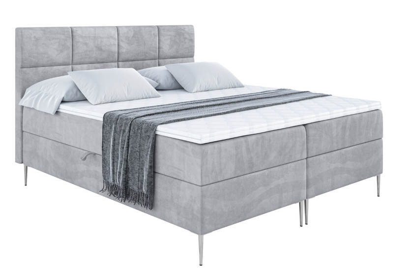 Łóżko kontynentalne z pojemnikiem, materacem i nóżkami ARDENI-FS 200x200 cm 731603