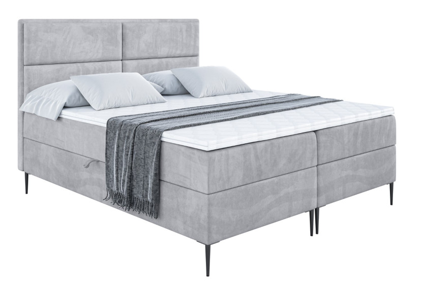 Łóżko kontynentalne z pojemnikiem, materacem i nóżkami AURA-FC 180x200 cm 610976