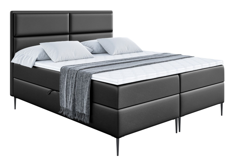 Łóżko kontynentalne z pojemnikiem, materacem i nóżkami AURA-FC 200x200 cm 612073