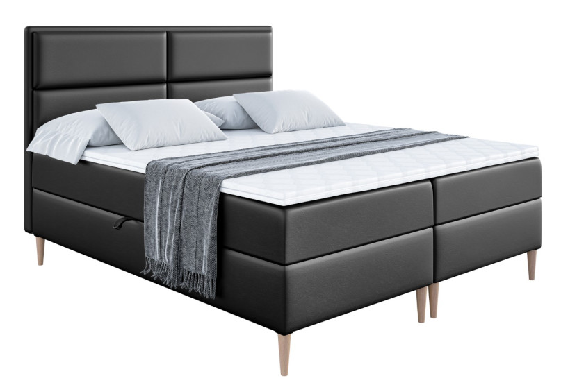Łóżko kontynentalne z pojemnikiem, materacem i nóżkami AURA-FD 140x200 cm 614723