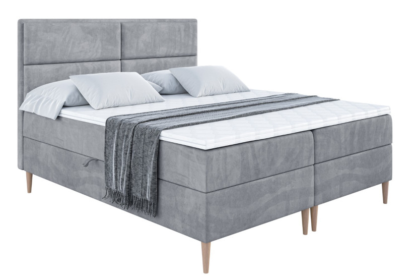 Łóżko kontynentalne z pojemnikiem, materacem i nóżkami AURA-FD 160x200 cm 610165