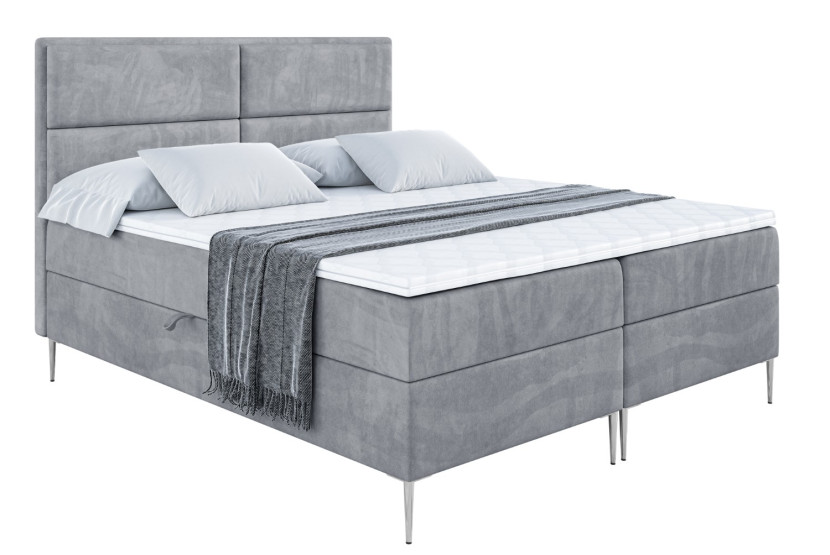 Łóżko kontynentalne z pojemnikiem, materacem i nóżkami AURA-FS 120x200 cm 610974