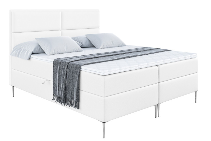 Łóżko kontynentalne z pojemnikiem, materacem i nóżkami AURA-FS 140x200 cm 610576