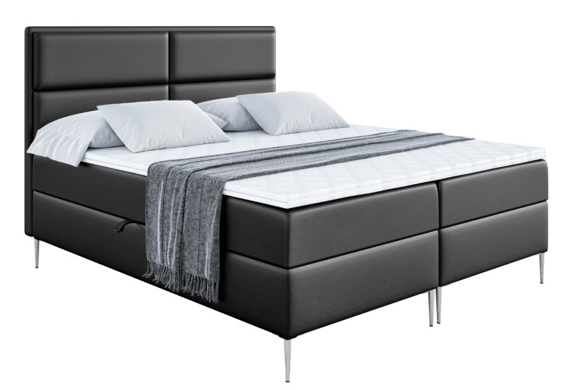 Łóżko kontynentalne z pojemnikiem, materacem i nóżkami AURA-FS 140x200 cm 615849