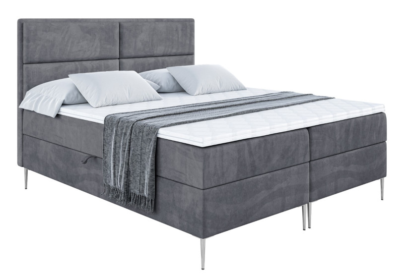 Łóżko kontynentalne z pojemnikiem, materacem i nóżkami AURA-FS 180x200 cm 614061