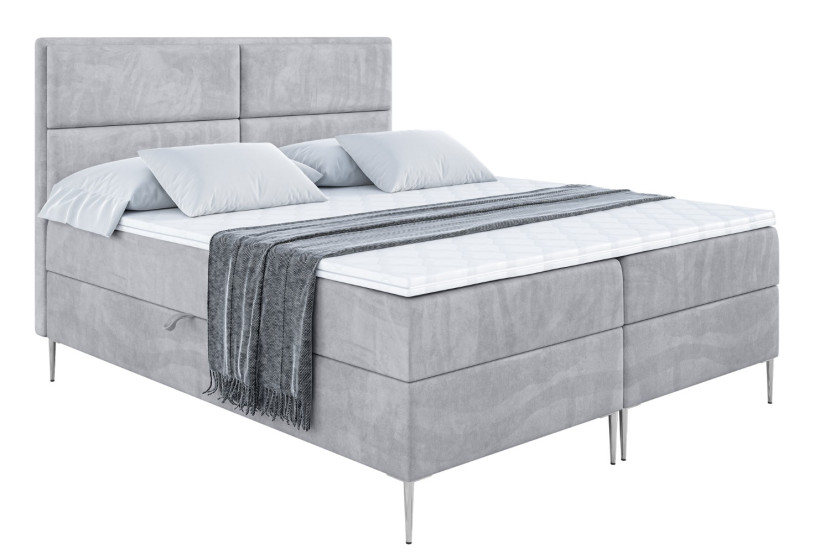 Łóżko kontynentalne z pojemnikiem, materacem i nóżkami AURA-FS 180x200 cm 615092