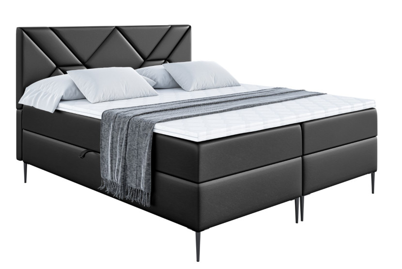 Łóżko kontynentalne z pojemnikiem, materacem i nóżkami BARWA-FC 200x200 cm 614090