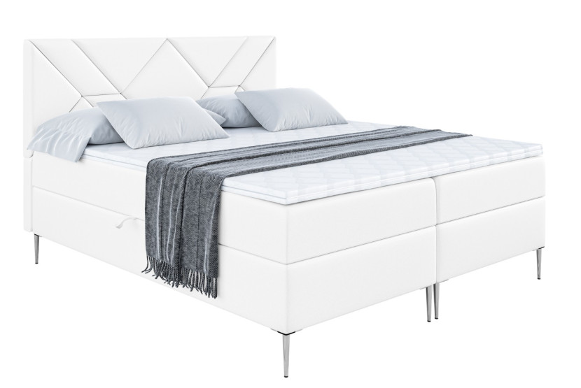 Łóżko kontynentalne z pojemnikiem, materacem i nóżkami BARWA-FS 180x200 cm 613484