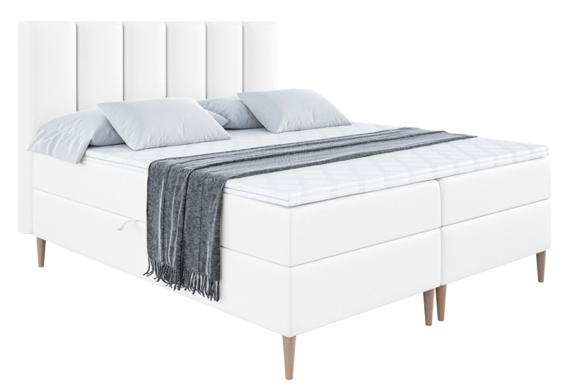 Łóżko kontynentalne z pojemnikiem, materacem i nóżkami BOXI1-FD 120x200 cm 612072