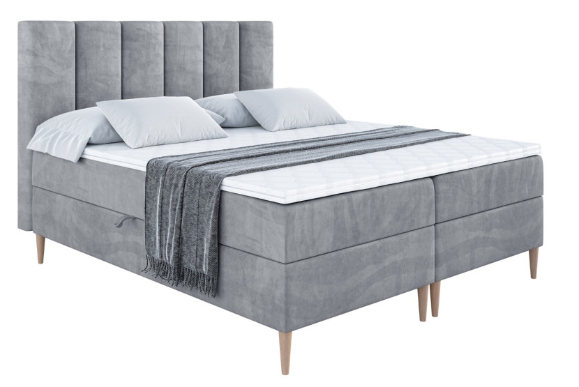 Łóżko kontynentalne z pojemnikiem, materacem i nóżkami BOXI1-FD 140x200 cm 611940