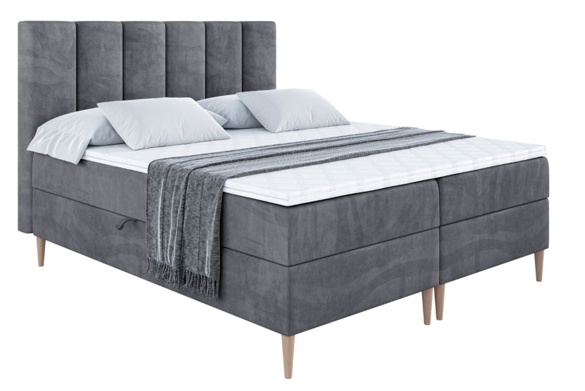 Łóżko kontynentalne z pojemnikiem, materacem i nóżkami BOXI1-FD 160x200 cm 613112