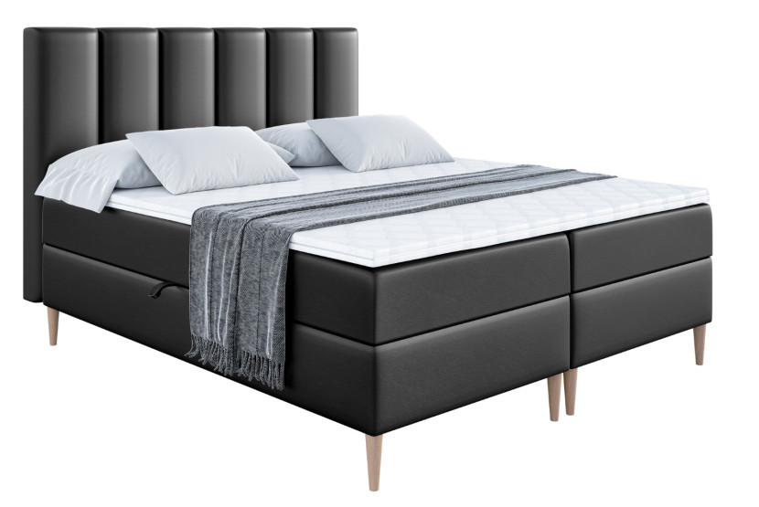 Łóżko kontynentalne z pojemnikiem, materacem i nóżkami BOXI1-FD 180x200 cm 612668
