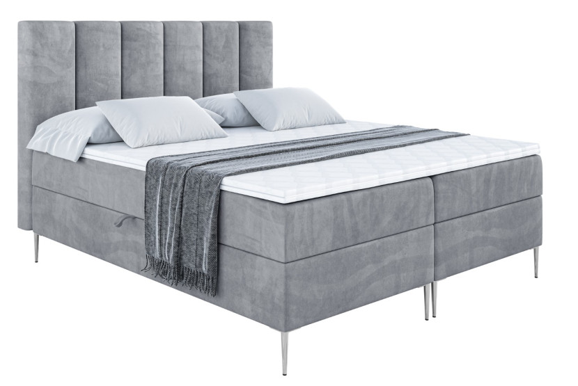Łóżko kontynentalne z pojemnikiem, materacem i nóżkami BOXI1-FS 120x200 cm 611135
