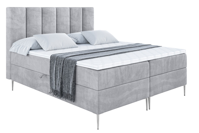 Łóżko kontynentalne z pojemnikiem, materacem i nóżkami BOXI1-FS 180x200 cm 611398