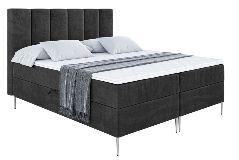 Łóżko kontynentalne z pojemnikiem, materacem i nóżkami BOXI1-FS 180x200 cm 613336