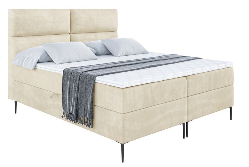 Łóżko kontynentalne z pojemnikiem, materacem i nóżkami BOXI3-FC 120x200 cm 611039