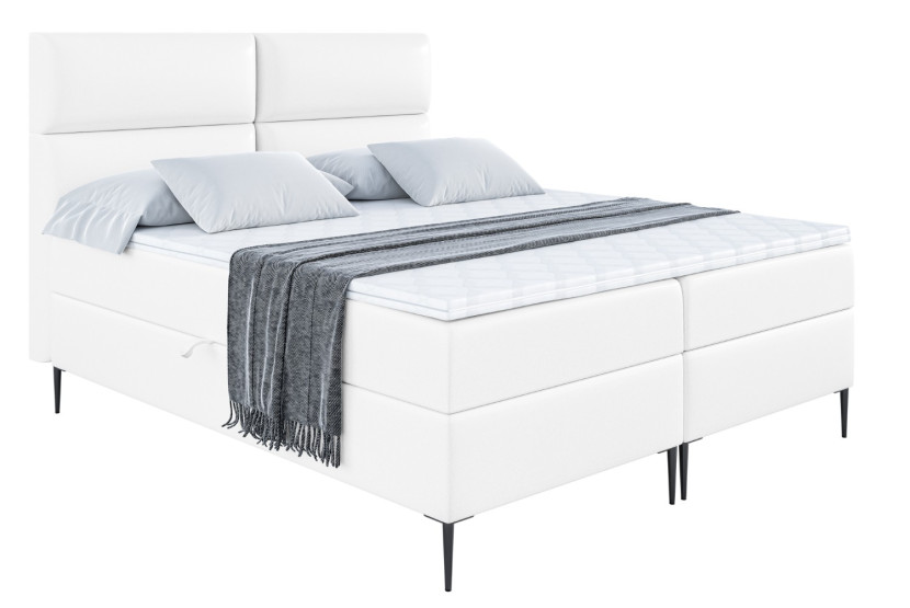 Łóżko kontynentalne z pojemnikiem, materacem i nóżkami BOXI3-FC 120x200 cm 613123