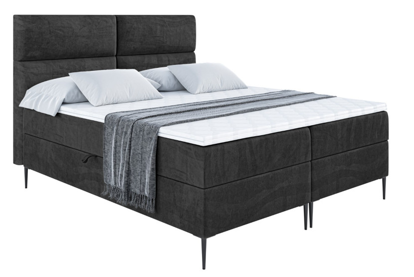 Łóżko kontynentalne z pojemnikiem, materacem i nóżkami BOXI3-FC 160x200 cm 612711