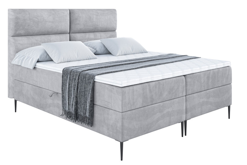 Łóżko kontynentalne z pojemnikiem, materacem i nóżkami BOXI3-FC 200x200 cm 731624