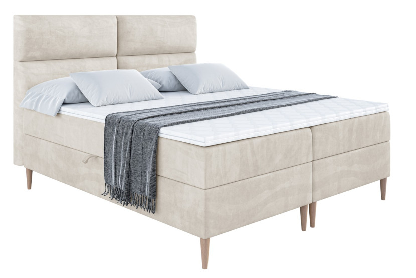 Łóżko kontynentalne z pojemnikiem, materacem i nóżkami BOXI3-FD 120x200 cm 611907