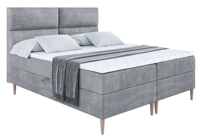 Łóżko kontynentalne z pojemnikiem, materacem i nóżkami BOXI3-FD 120x200 cm 613896