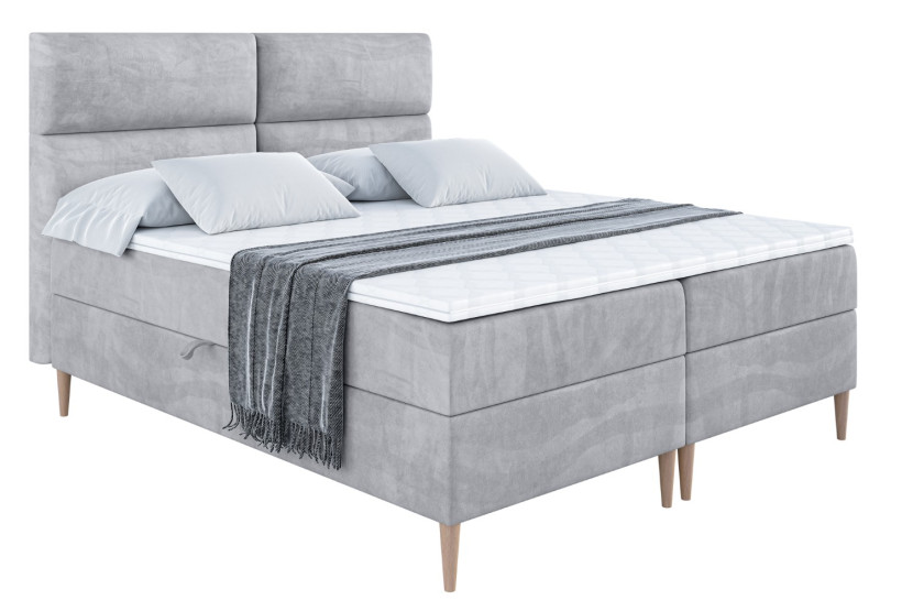 Łóżko kontynentalne z pojemnikiem, materacem i nóżkami BOXI3-FD 140x200 cm 610919