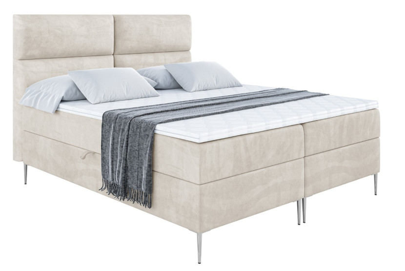 Łóżko kontynentalne z pojemnikiem, materacem i nóżkami BOXI3-FS 120x200 cm 612111