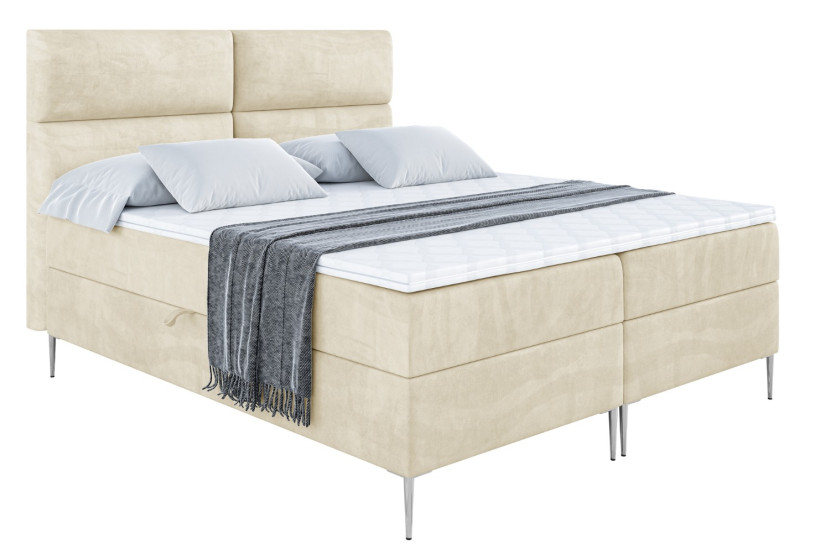 Łóżko kontynentalne z pojemnikiem, materacem i nóżkami BOXI3-FS 140x200 cm 613294