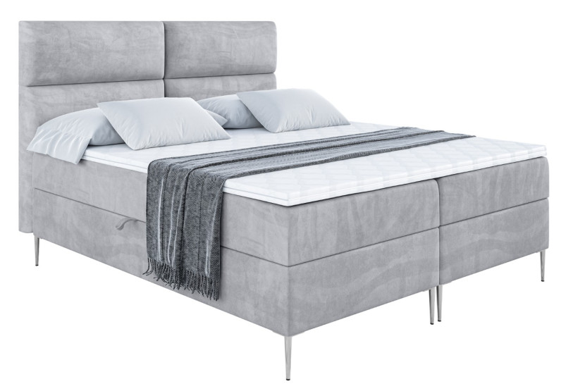 Łóżko kontynentalne z pojemnikiem, materacem i nóżkami BOXI3-FS 160x200 cm 610158