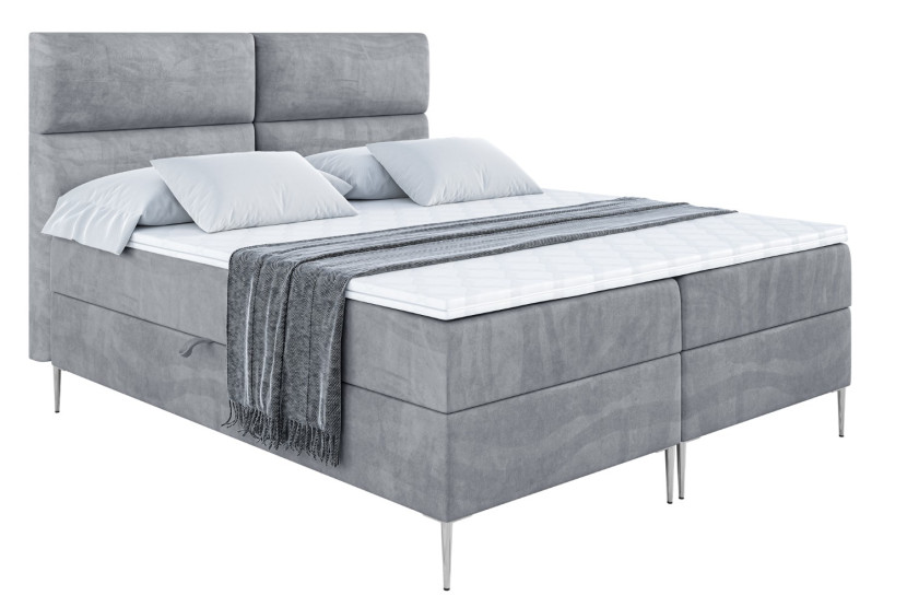 Łóżko kontynentalne z pojemnikiem, materacem i nóżkami BOXI3-FS 160x200 cm 612685