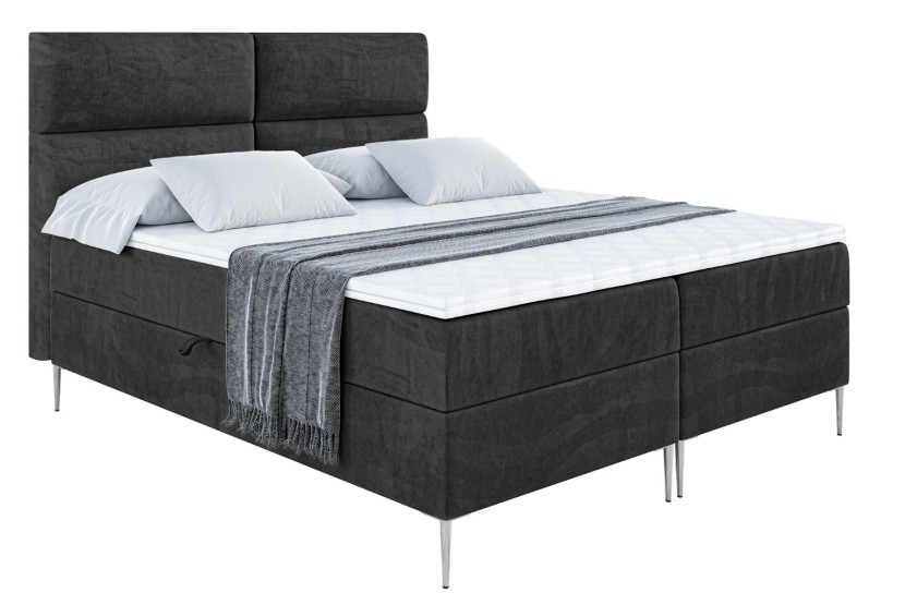 Łóżko kontynentalne z pojemnikiem, materacem i nóżkami BOXI3-FS 160x200 cm 613252