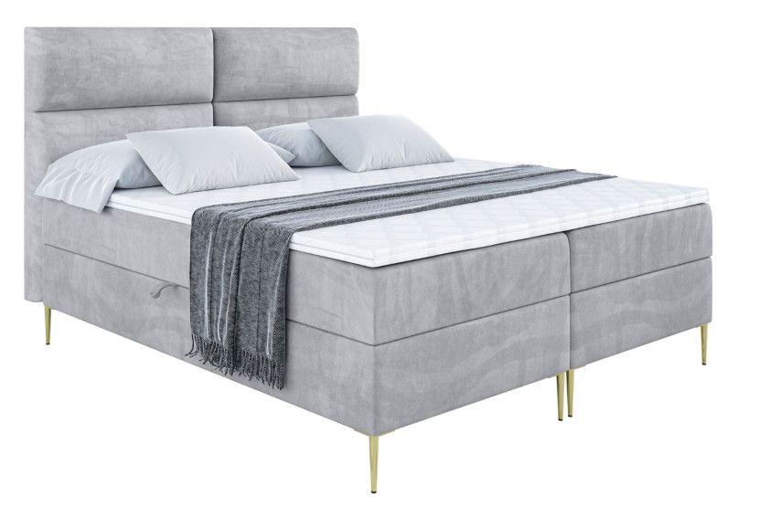 Łóżko kontynentalne z pojemnikiem, materacem i nóżkami BOXI3-FZ 140x200 cm 610961