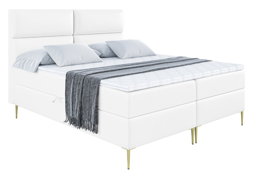 Łóżko kontynentalne z pojemnikiem, materacem i nóżkami BOXI3-FZ 160x200 cm 612901