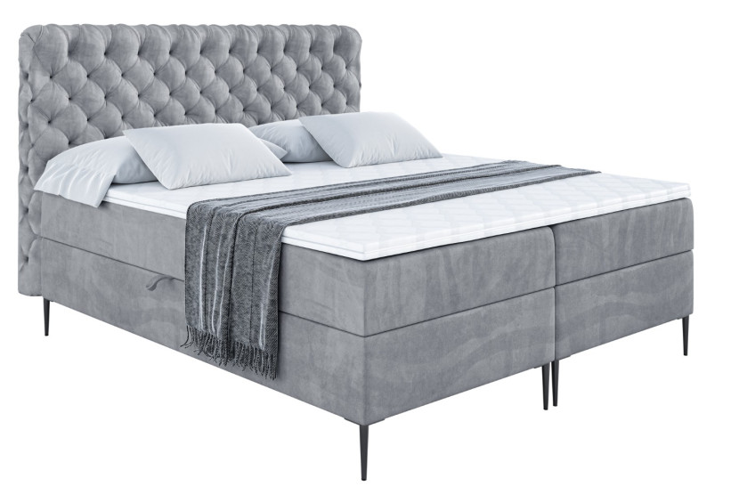Łóżko kontynentalne z pojemnikiem, materacem i nóżkami BOXI8-FC 140x200 cm 611082