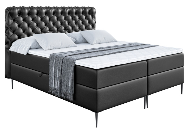 Łóżko kontynentalne z pojemnikiem, materacem i nóżkami BOXI8-FC 160x200 cm 610357