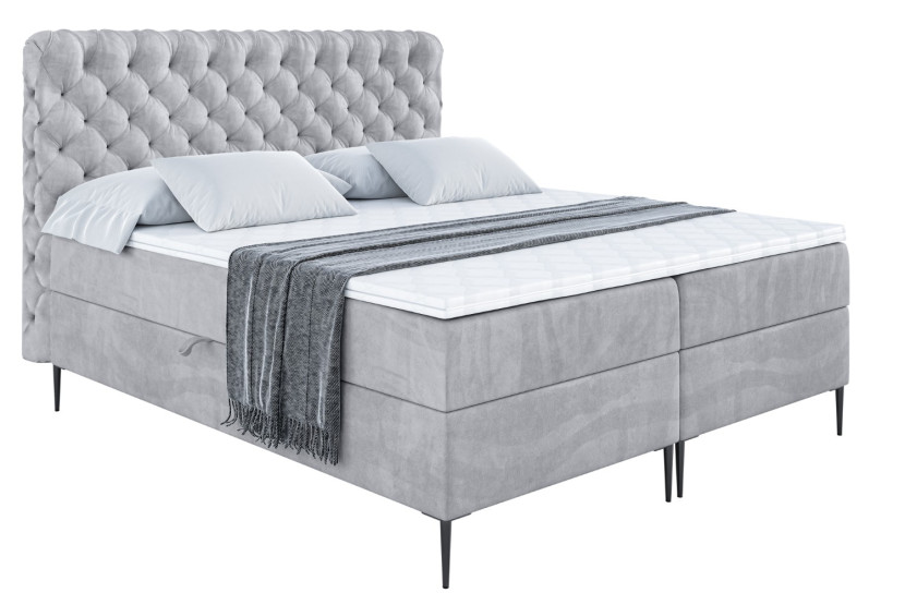 Łóżko kontynentalne z pojemnikiem, materacem i nóżkami BOXI8-FC 200x200 cm 612562