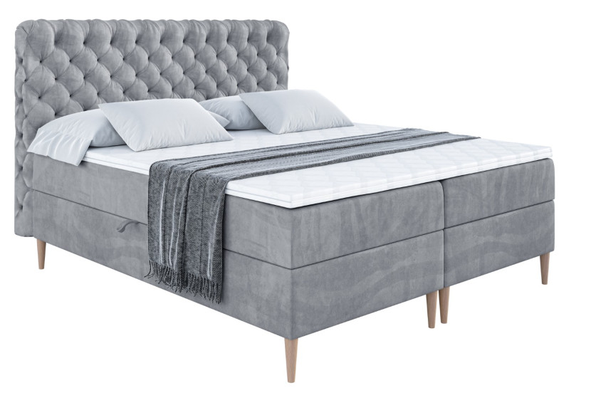 Łóżko kontynentalne z pojemnikiem, materacem i nóżkami BOXI8-FD 120x200 cm 614190