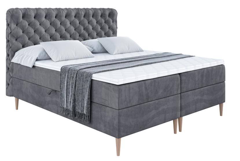 Łóżko kontynentalne z pojemnikiem, materacem i nóżkami BOXI8-FD 120x200 cm 615268