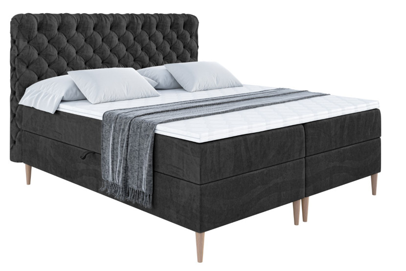Łóżko kontynentalne z pojemnikiem, materacem i nóżkami BOXI8-FD 180x200 cm 614985