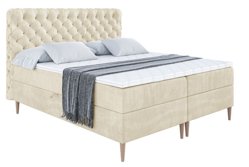 Łóżko kontynentalne z pojemnikiem, materacem i nóżkami BOXI8-FD 180x200 cm 614993