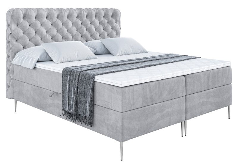 Łóżko kontynentalne z pojemnikiem, materacem i nóżkami BOXI8-FS 140x200 cm 610365