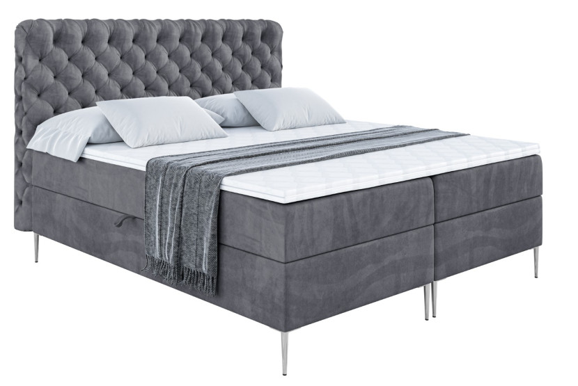 Łóżko kontynentalne z pojemnikiem, materacem i nóżkami BOXI8-FS 160x200 cm 611352