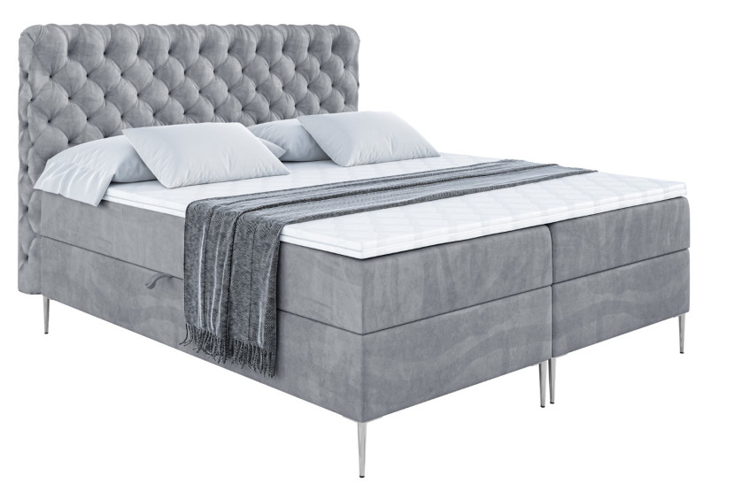 Łóżko kontynentalne z pojemnikiem, materacem i nóżkami BOXI8-FS 160x200 cm 610420