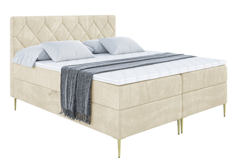 Łóżko kontynentalne z pojemnikiem, materacem i nóżkami CATOR-FZ 140x200 cm 614000