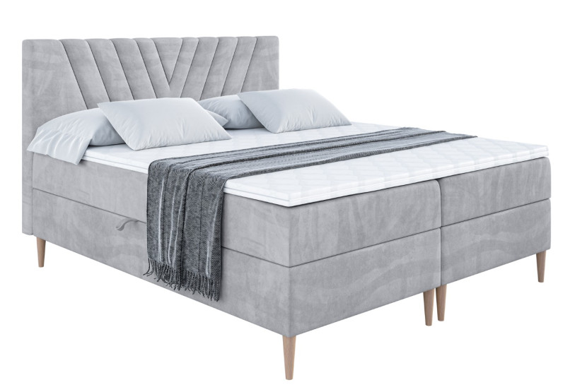 Łóżko kontynentalne z pojemnikiem, materacem i nóżkami ERNINA-FD 120x200 cm 610369