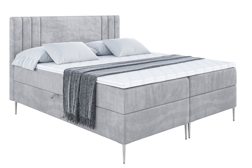 Łóżko kontynentalne z pojemnikiem, materacem i nóżkami IDRIKO-FS 180x200 cm 615757