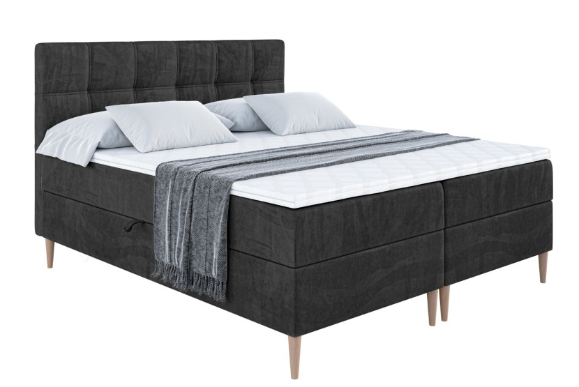 Łóżko kontynentalne z pojemnikiem, materacem i nóżkami MARCE-FD 120x200 cm 612093
