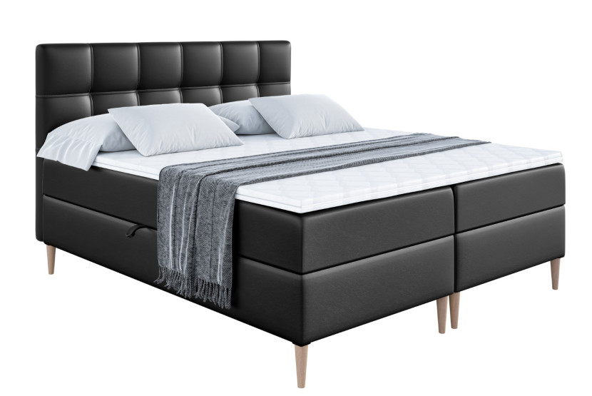Łóżko kontynentalne z pojemnikiem, materacem i nóżkami MARCE-FD 180x200 cm 610078